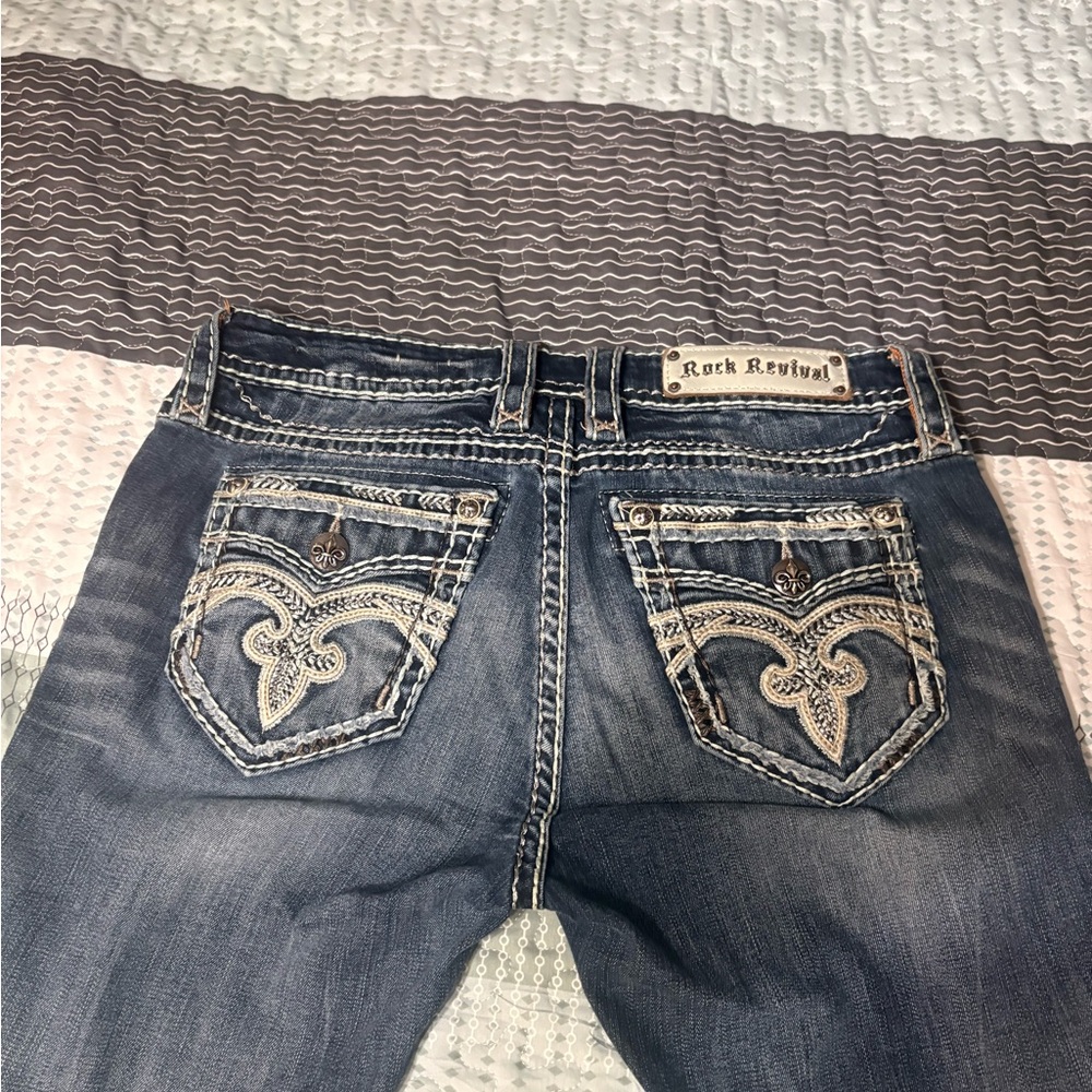 Rock Revival Women's Distressed Blue Boot Cut Jeans